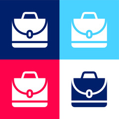 Briefcase blue and red four color minimal icon set