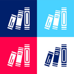 Book blue and red four color minimal icon set