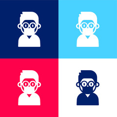 Boy blue and red four color minimal icon set