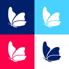Big Wing Butterfly blue and red four color minimal icon set