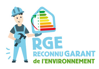 RGE, reconnu garant de l'environnement, amélioration énergétique de l'habitat - obrazy, fototapety, plakaty