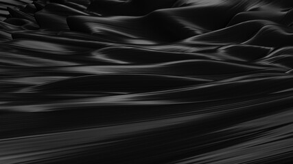 Fototapeta premium Abstract black background. Smooth black wave. Black Liquid lava. Dark luxury texture.