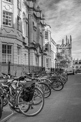 Row of bikes in Oxford vertical image