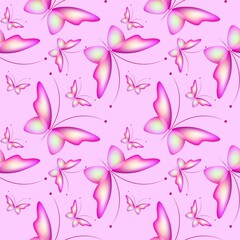 Cheerful pattern with colorful butterflies. Regular seamless pattern.Seamless pattern, funny background.