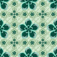 Vintage jewelry seamless pattern with colored gems...Flowers made of precious stones...