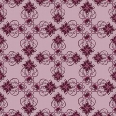 Vintage jewelry seamless pattern with colored gems...Flowers made of precious stones...