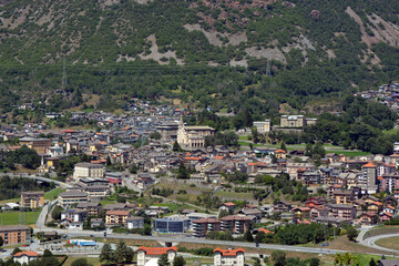 Fototapeta na wymiar Chatillon, Aosta Valley, Italy- Top view of the city