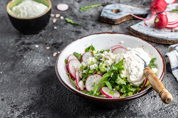 Fresh radish salad. Delicious balanced food concept