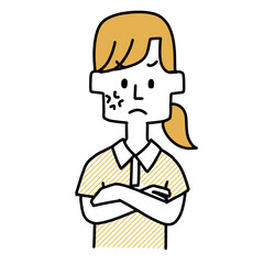 怒っている介護士の女性