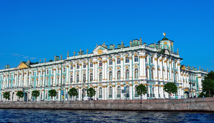 Fototapeta na wymiar Streets of St. Petersburg, view from the Neva River