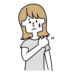 肩こりがひどい女性のイラスト