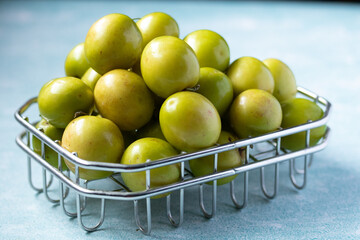 fresh green jujube in the basket