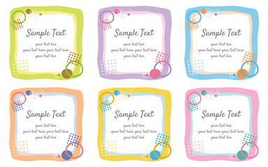 丸・幾何学模様のカラフルなフレームセット（サンプル文字入り）