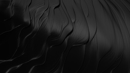 Abstract black background. Smooth black wave. Black Liquid lava. Dark luxury texture.