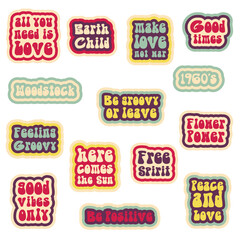 vintage hippie lettering 60's vector design