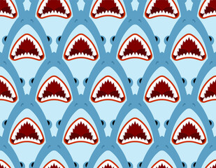 Shark pattern seamless. Sea predator background. Large predatory marine fish ornament. vector texture