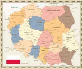 Poland Map Retro Colors