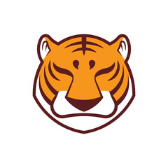 Minimal tiger head symbol icon in vector graphic isolated