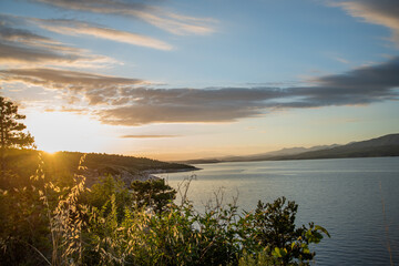 Sunset view from the island of Krk, Croatia, Silo village