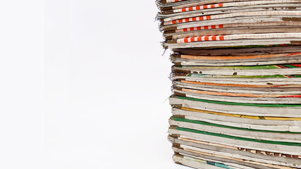 Stack of books isolated on white background with copy space.