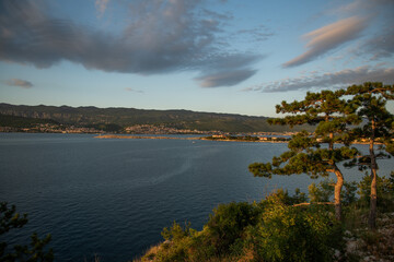 Obraz premium Sunset view from the island of Krk, Croatia, Silo village