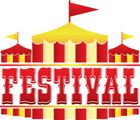 Festival Logo with Tent Red and Yellow
