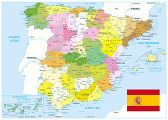 Administrative Political Map of Spain