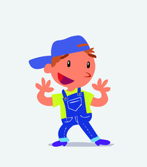  Pleasantly surprised cartoon character of little boy on jeans.