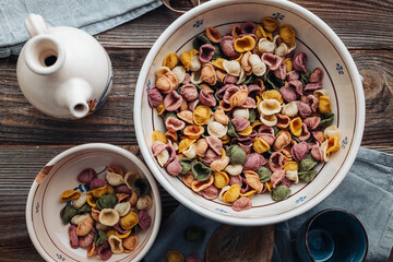 Hand made Orecchiette pasta with natural flavors