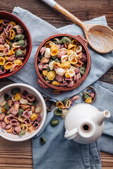 Hand made Orecchiette pasta with natural flavors