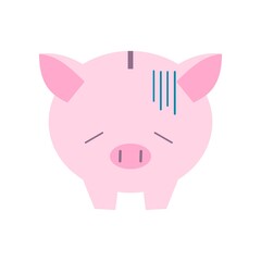 落ち込んでいる豚の貯金箱