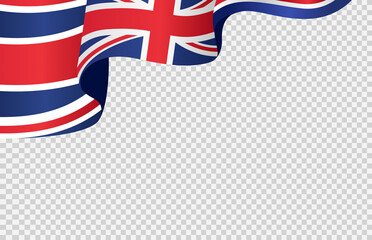 Waving flag of  UK isolated  on png or transparent  background,Symbols of  United Kingdom,Great Britain,template for banner,card,advertising ,promote, TV commercial, ads, web, vector illustration - obrazy, fototapety, plakaty