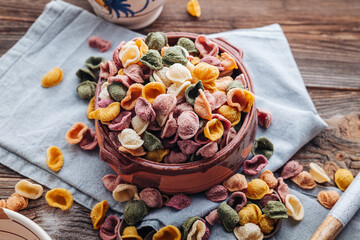 Hand made Orecchiette pasta with natural flavors