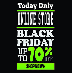 Just today! 70% off our online store
Banner vector editable, optimized appearance for online sales sites, Black Friday 70% discount with highlighted fonts and eye-catching colors, ideal for sales