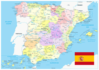 Detailed Political Map of Spain