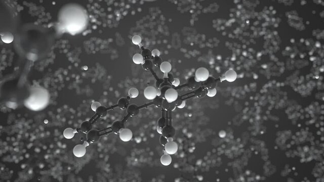 Biphenyl molecule, conceptual molecular model. Scientific looping 3d animation