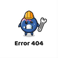 error 404 with the cute australia flag badge mascot