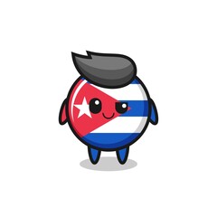 cuba flag badge cartoon with an arrogant expression