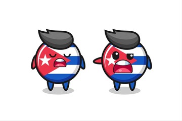 illustration of the argue between two cute cuba flag badge characters