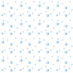 Collection of watercolor seamless pattern - underwater world. Bubbles on white background