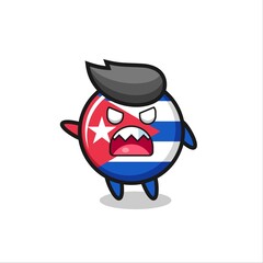 cute cuba flag badge cartoon in a very angry pose