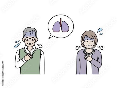 高齢者 年配 男女 肺炎 喘息 呼吸が苦しい イラスト素材 60 S Wall Mural 60 Senryu