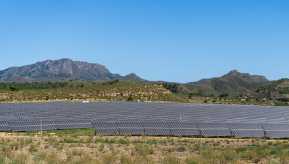 Fototapeta na wymiar Solar power station plant . Photovoltaic panels, green eco renewable and clean energy concept.