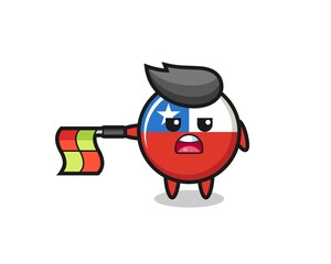 chile flag badge character as line judge hold the flag straight horizontally