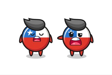 illustration of the argue between two cute chile flag badge characters
