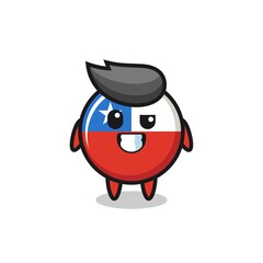 cute chile flag badge mascot with an optimistic face