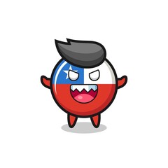 illustration of evil chile flag badge mascot character