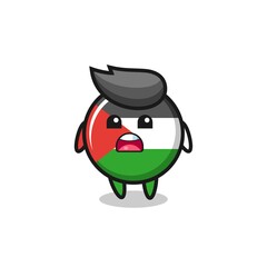 palestine flag badge illustration with apologizing expression, saying I am sorry
