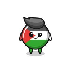 palestine flag badge cartoon with an arrogant expression
