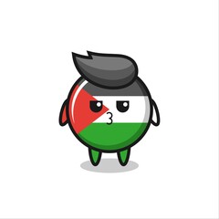 the bored expression of cute palestine flag badge characters